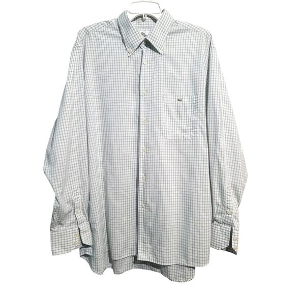 Lacoste Checkered Button Shirt Purple Green White Size XL - Picture 1 of 4